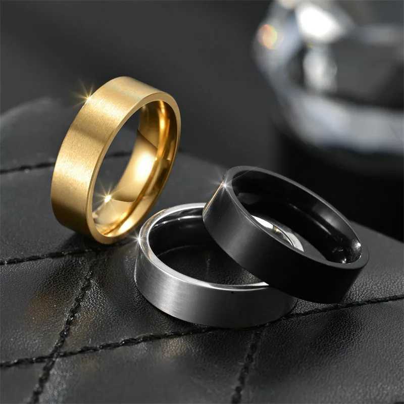 LETAPI punk retro 6mm simple stainless steel ring mens gold colored Fem fashion jewelry set X250220
