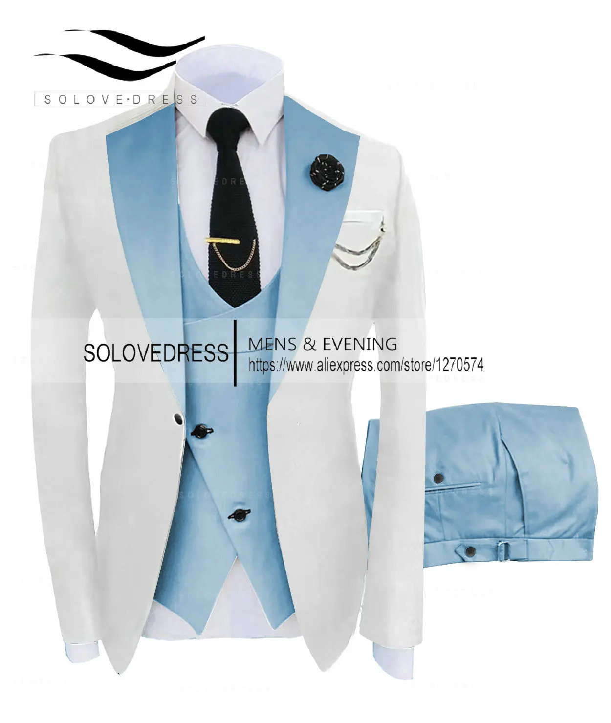 Mens clothing jacketvestpants casual business set high-end social formal set 3-piece set groom wedding mens clothing 250214
