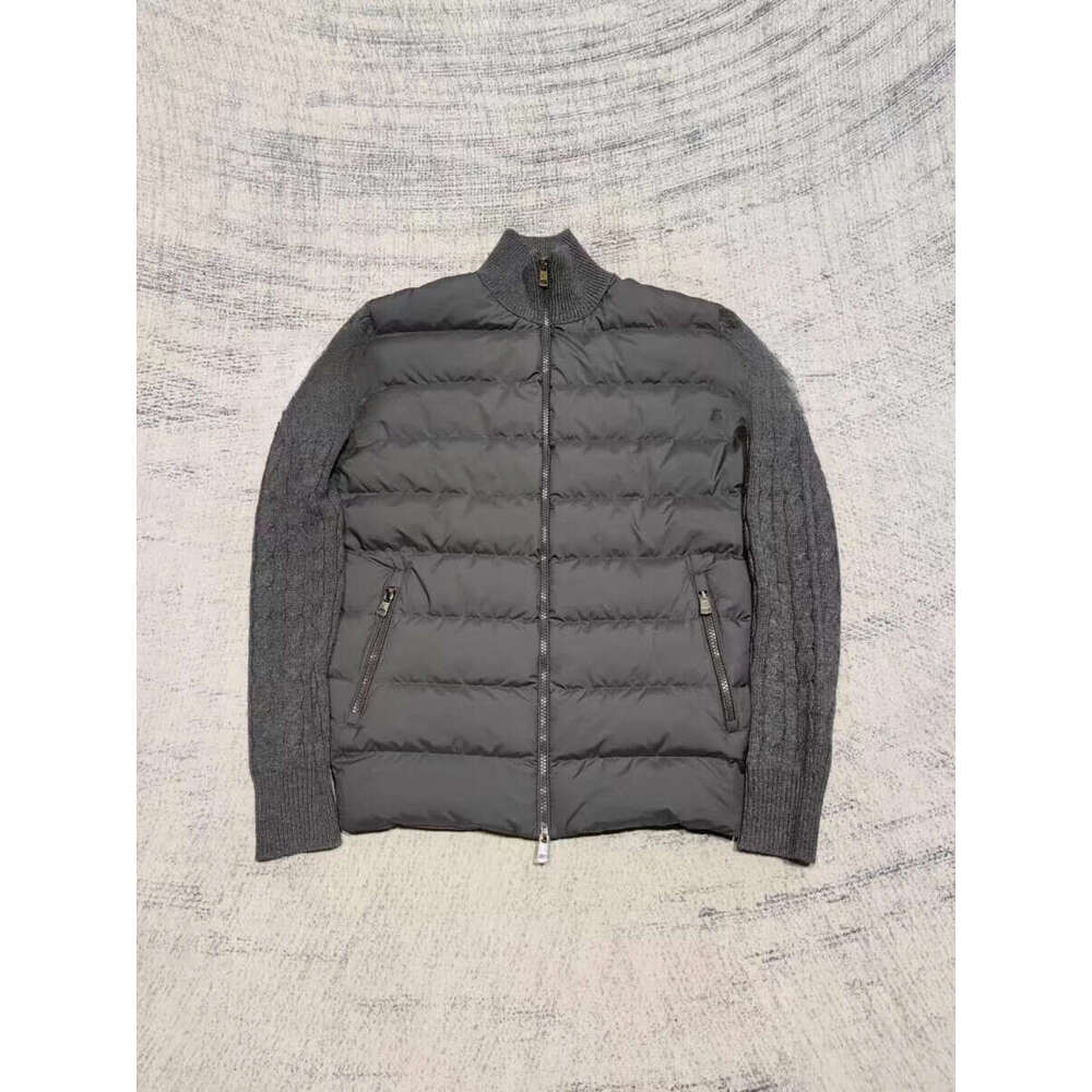 Men's Jackets Designer Knitted Patchwork Stand Up Collar Thin Lightweight Down Jacket