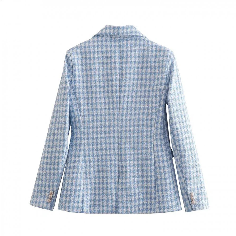 Quick view Wish list Shorts Set Houndstooth Double Breasted Tweed Blazer Long Sleeve Office Lady Chic Two Piece Sets Outifits 250220