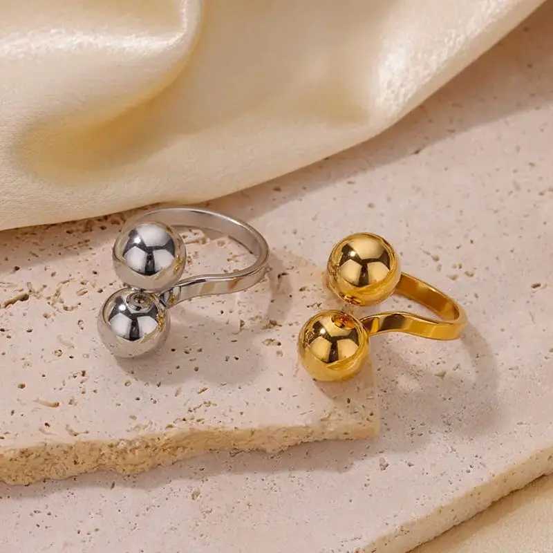 Vintage Green Oval Opal Rings for Wen Stainless Steel Gold Color Open Adjustable Wedding Ring Aesthetic Waterproof Jewelry BFF X250220