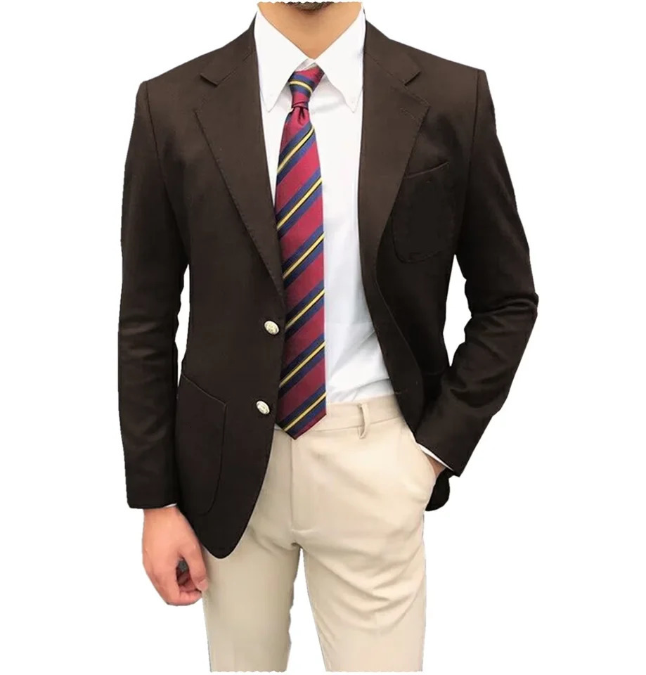 Red Mens Suit Single Breasted Notch Lapel Jacket Business Casual Blazer Coat High Quality Fashionable Slim Fitting Tuxedo 250220