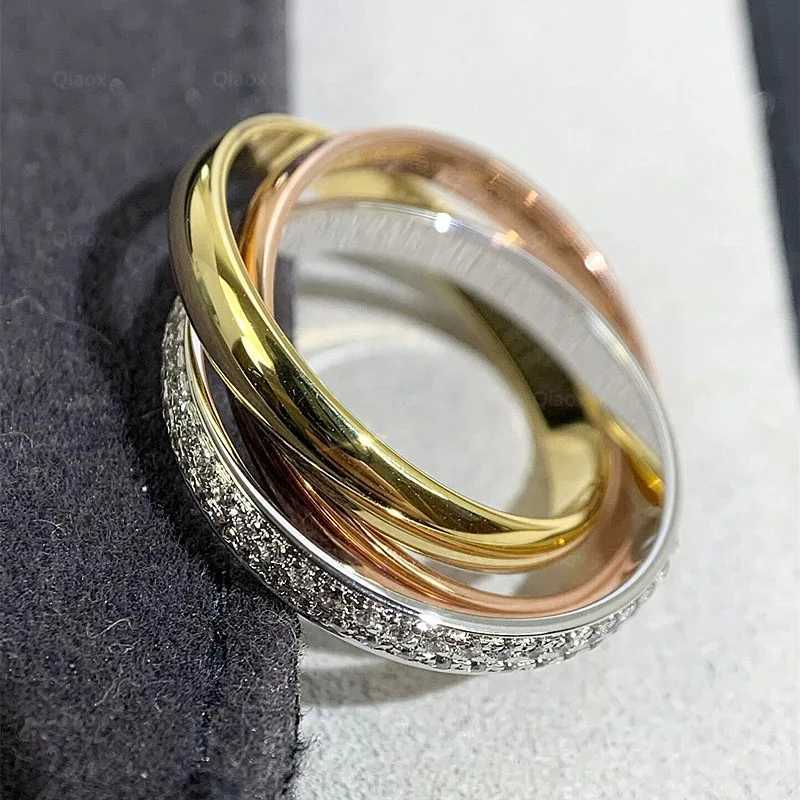 Band Rings Delicacy 925 Sterling Silver Triple rings Three Colors Womens Finger Fashion Creative Nail Ring Multicolour Brand Jewelry J250217 1JHJY
