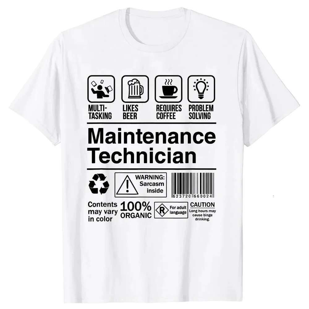 Harajuku Cotton Short Sleeve T-shirt for Men, Covered Cut, EU Size, Funny Maintenance Worker Gifts, Mechanic Clothing