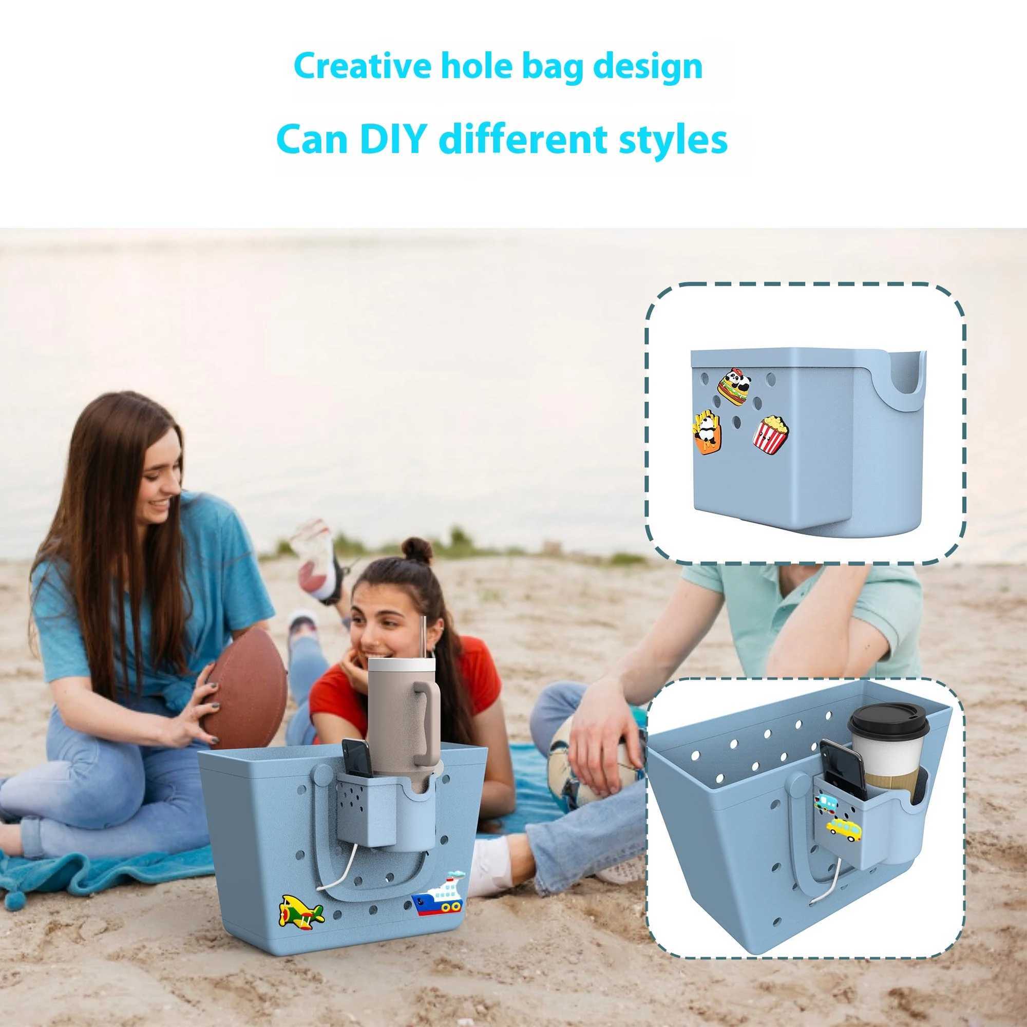 Storage Pouch for Bogg Beach Bag Connector Soft Silicone Waterproof Phone Holder Water Cup Holder Phone Storage Organizer Z250219