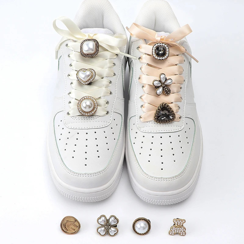 Flower Rhinestones Shoelaces Decoration Antique Pearl Diamond Shoe Buckle Crystal Gem Shoelace Decorative Charms Accessorie 250219