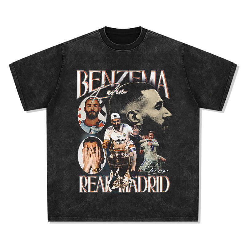 Rap print American hip-hop bf street short sleeved washed distressed T-shirt