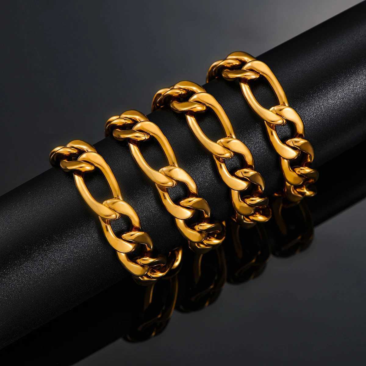 Thickn 3mm/4.5mm/6mm/7.5mm/9.5mm/11.5mm Gold Color Stainl Steel Figaro Link Classic Necklace Chain for Men Women JewelryXJ250219