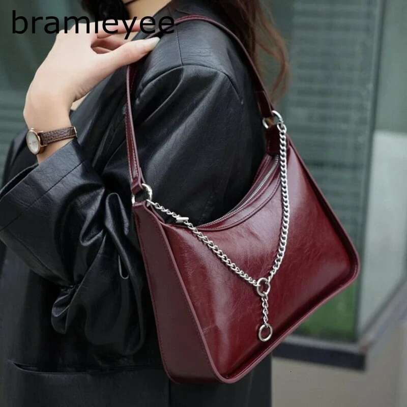 Underarm Cowhide Genuine Leather Handbags Women Vintage Shoulder Female Korean Bag High Quality 2024
