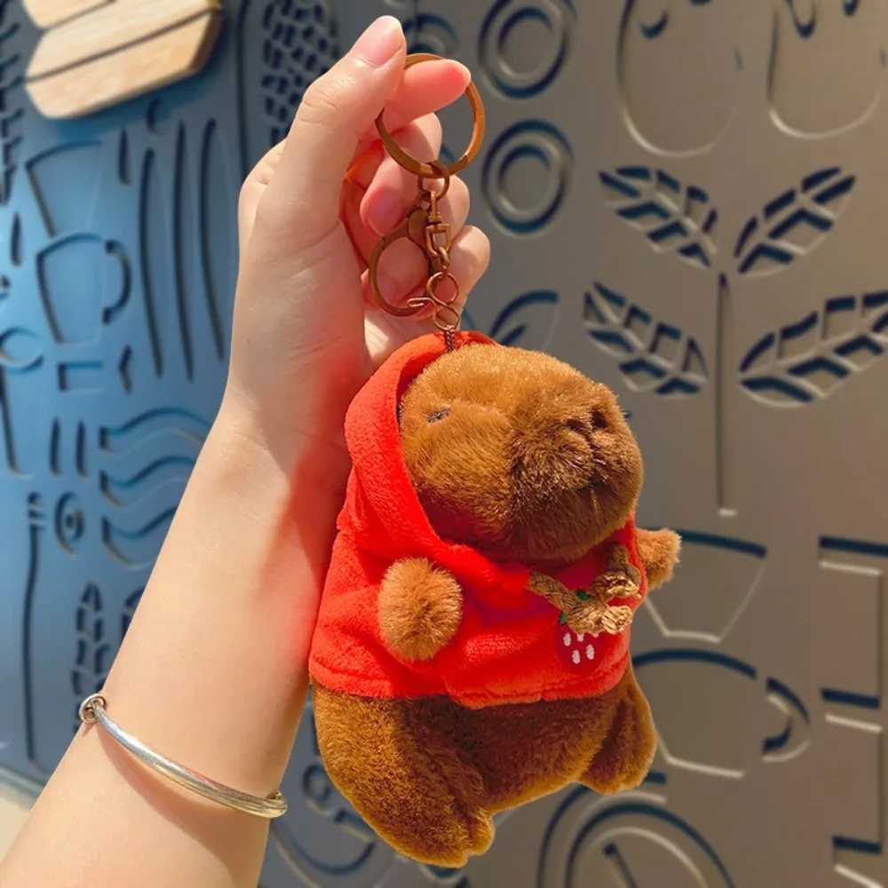 Cute Capybara Plush Toy Keychain Hoodie Small Size Simulation Doll Stuffed Animals Anime Fluffty Toy Plush Pendant Birthday Gift W250219