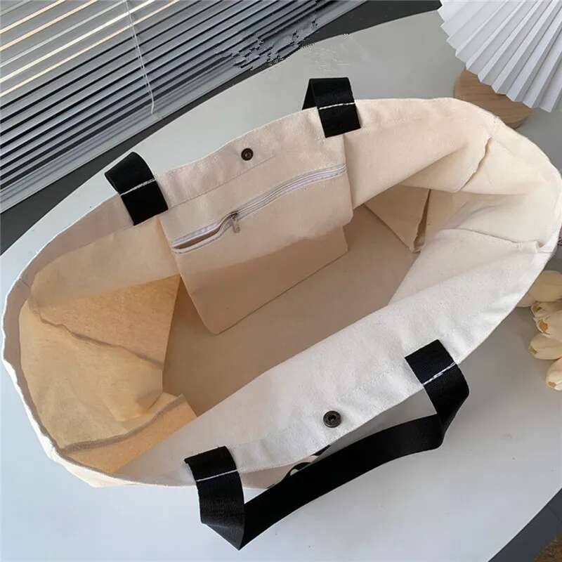 Large Capacity "Voyage" Letter Canvas Tote Casual Shoulder Handbag For Women, Versatile Travel & Shopping Bag, Durable swissmilitary