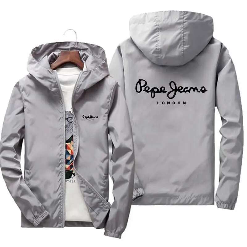 Men's windproof hooded jacket with UV zipper, outdoor sports, jogging, off-road motorcycle, casual, fashionable, autumn, new, 2024