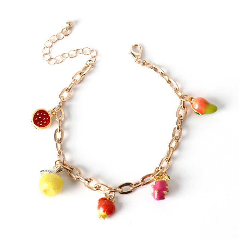 Charm Bracelets Summer Fashion Bracelet Durian Dragon Fruit Pomegranate Watermelon Fruit Combination Bracelet Fashion Beach Atmosphere Accessories H25
