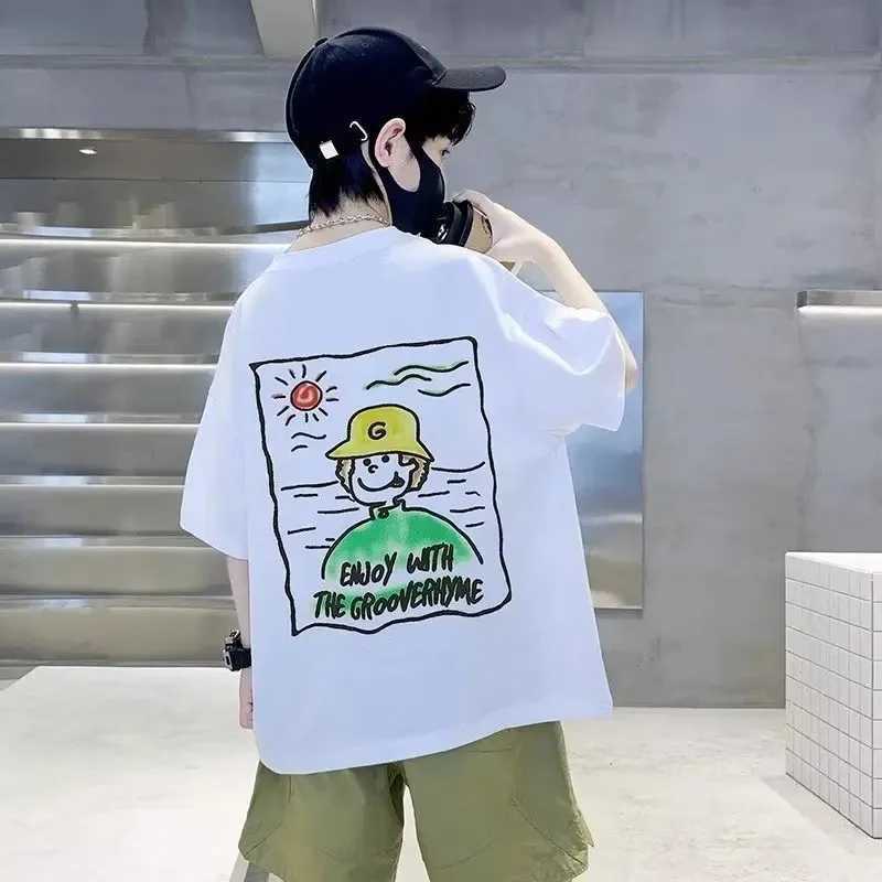 T-shirts Childrens Clothing Boys Short Sleeve T-Shirt Summer Childrens Top Big Boys Summer Cotton Summer Trend Short Sleeve H250220