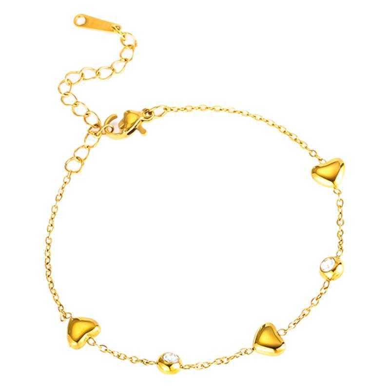 Charm Bracelets Summer personalized sweet breeze peach heart bracelet made of stainless steel with high-end feel and gold plated heart H25220