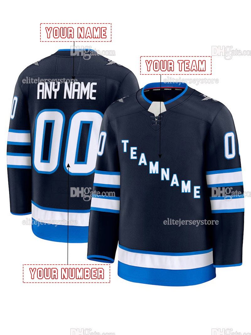 Personalized Custom Hockey Jersey Hellebuyck Lowry Scheifele Vilardi Iafallo Miller Embroidered Letter Number Design