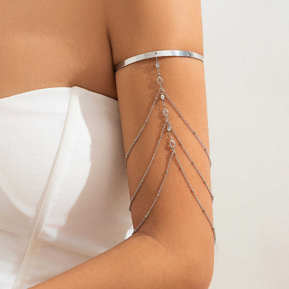 Charm Bracelets Fashion and sexy multi-layer tassel bracelet with white anti pearl arm chain inlaid H25220