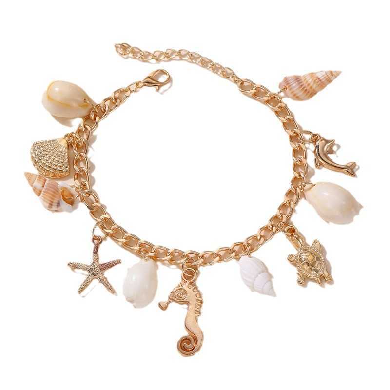 Pendant Necklaces FZ0402 Marine Conch Shell Pendant Womens Foot Chain Beach Vacation Style Shell Womens Foot Accessories H25219
