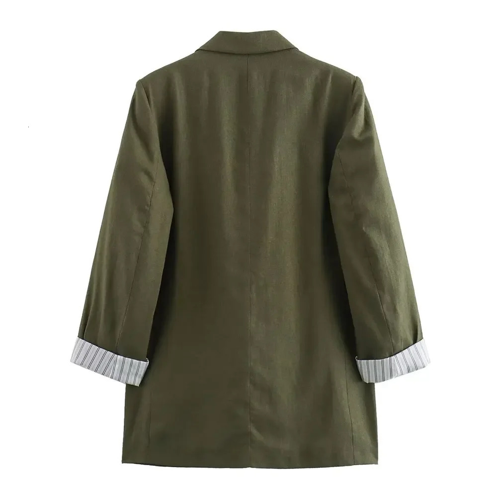 ASDS Women Fashion Solid Linen Blazer Notched Collar Long Roll up Sleeves Female Chic Office Lady Business Outfits 250219