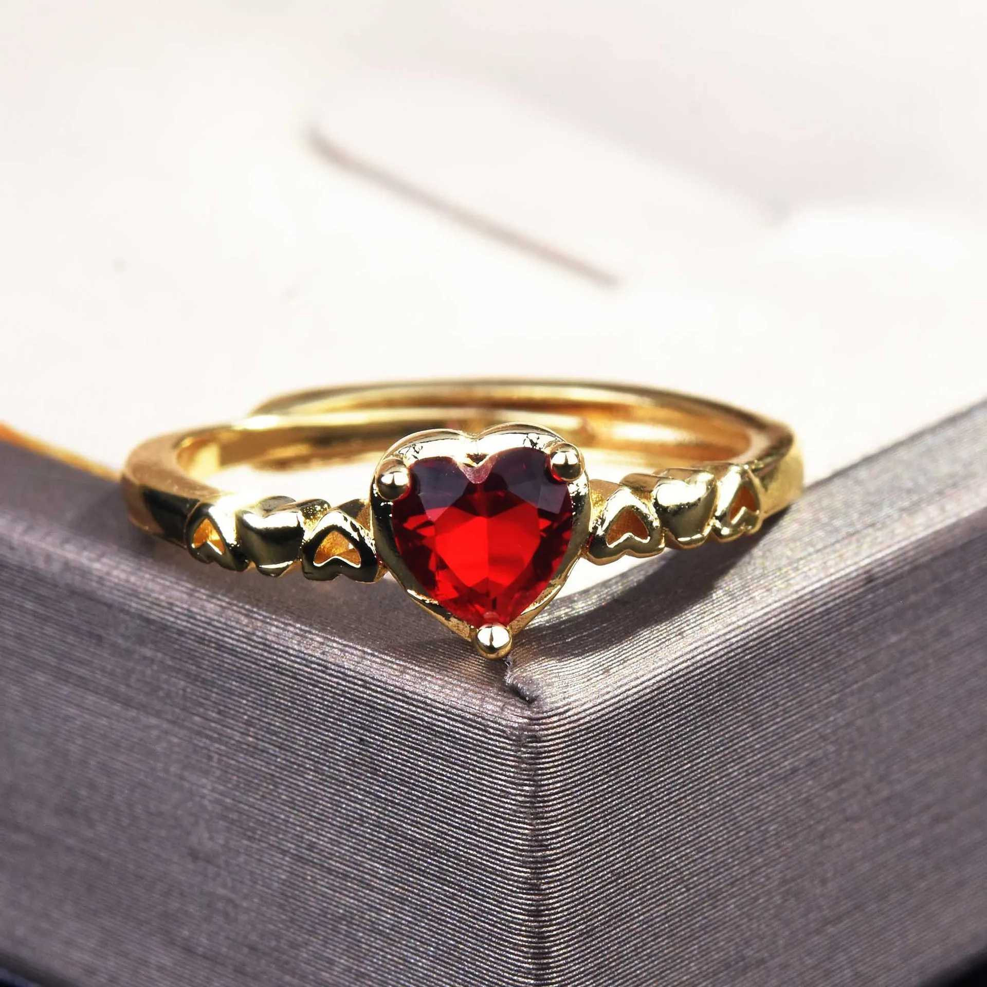 Red Ring 18k w Gold Plated Copper Ins Open Adjustable Rings X250220