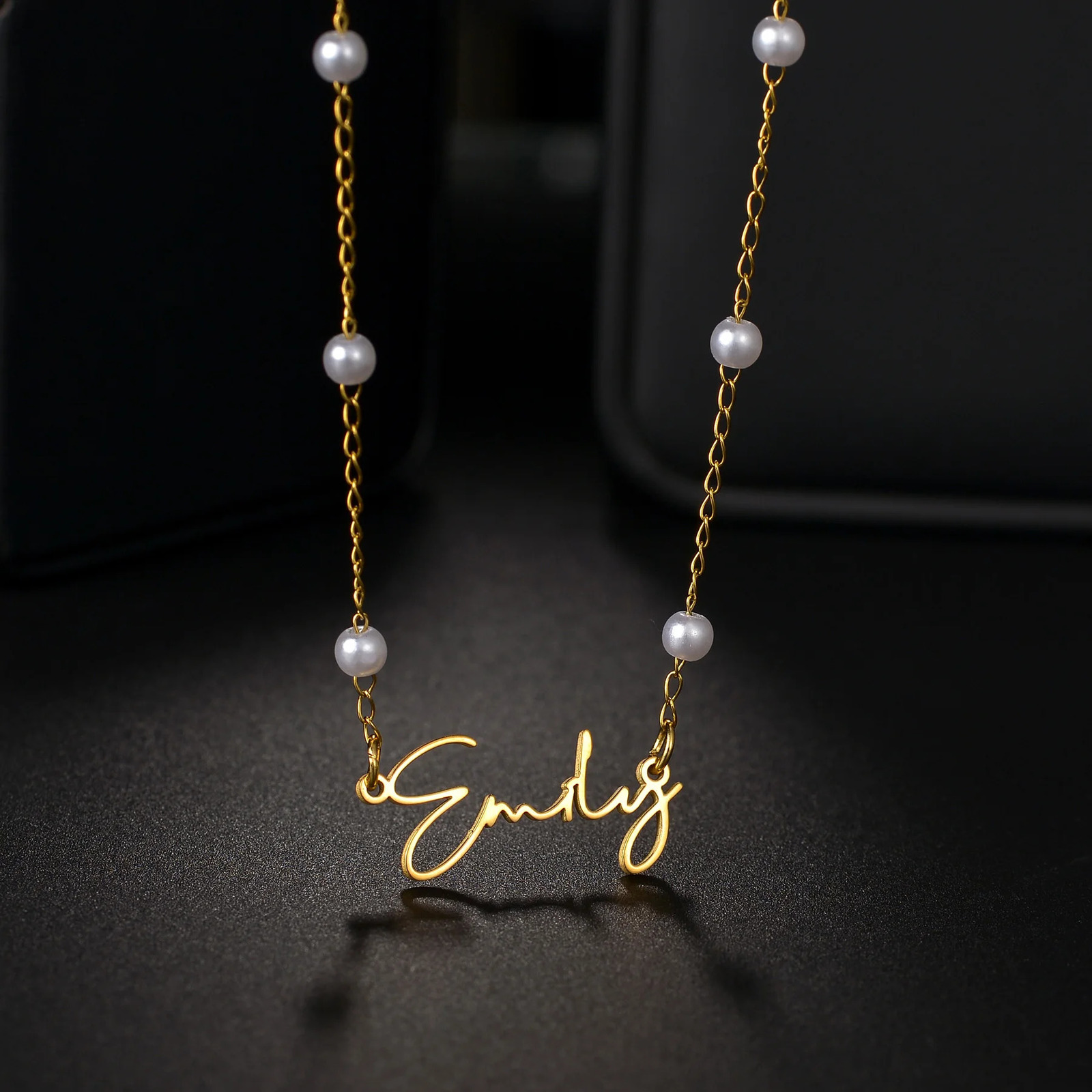 Custom Name Necklace Beaded Chain for Men Women Pendant Stianless Steel Personalized Lip Bead Snake Chrismas Jewelry Gift 250214