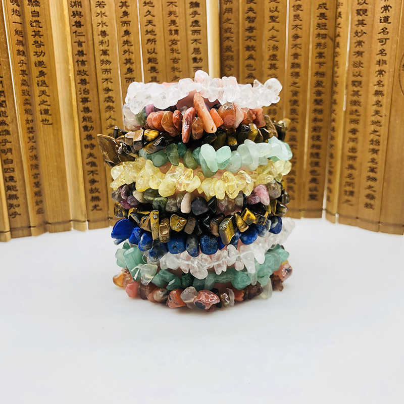 Charm Bracelets Natural crystal broken stone bracelet handmade accessory bracelet irregular elastic rope crystal broken stone bracelet H25220