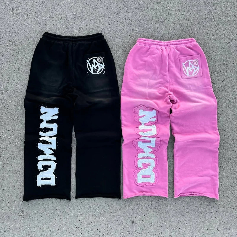 Wealth Gemstone Sweatpants Y2K Embroidered s Diamond Decoration Women Men Streetwear Retro Heavyweight Loose Casual Pants 250220