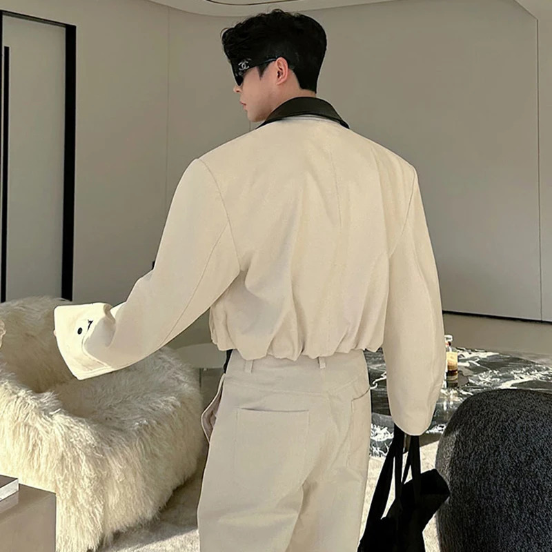 LUZHEN Original Color Contrast Neck Elegant Coat Straight Casual Pants Mens Spring Fashion Two-piece Sets LZ8407 250220