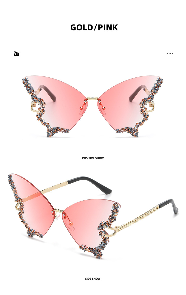 2025 new butterfly shaped diamond studded sunglasses for women's fashion personality exaggerated sunglasses European and American internet celebr