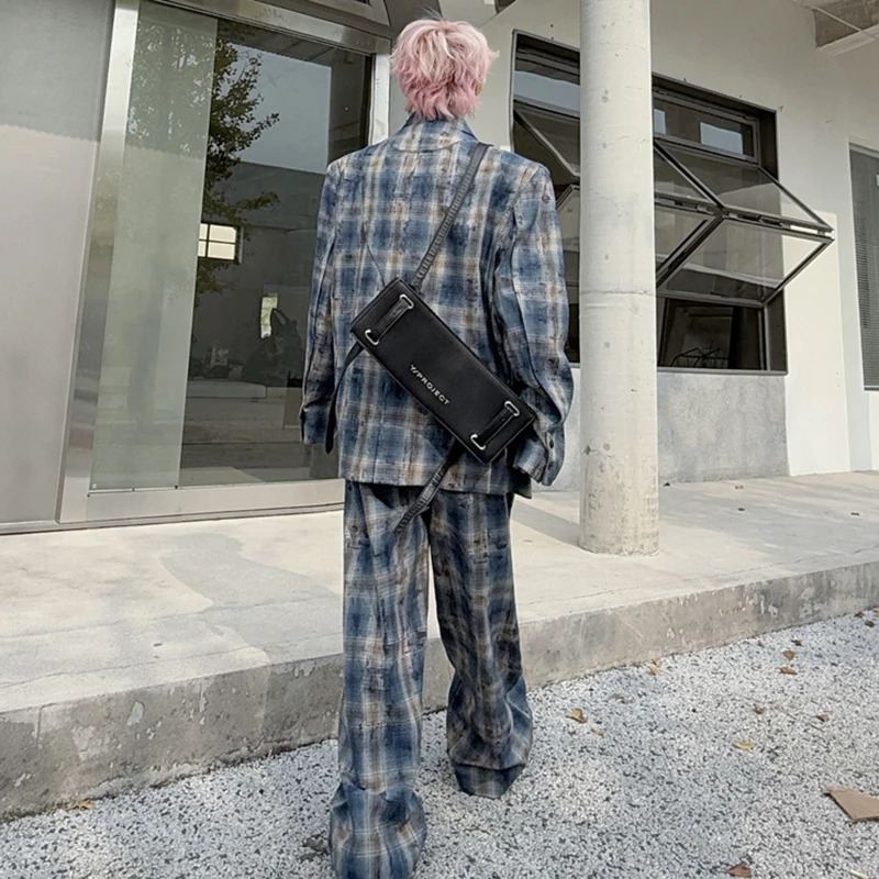 LUZHEN Spring Street Leisure Two Piece Set Mens Niche Plain Blazer Loose Straight Pants LZ8314 250220