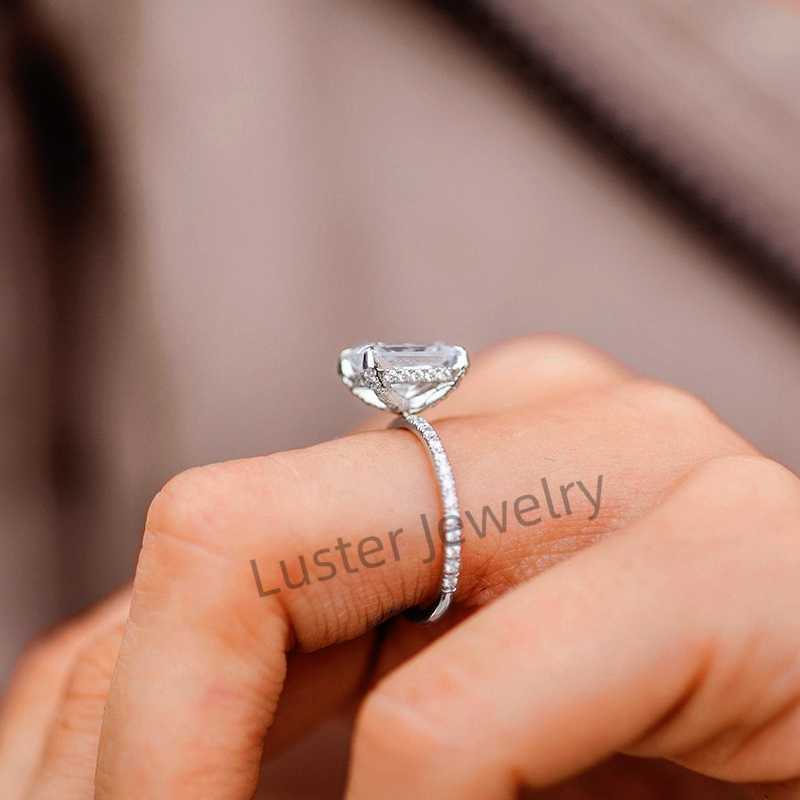 Luster Jewelry Women 10/14k Engagement Diamond baguette Moissanite Ring Real Gold Jewelry 18k With Certificate