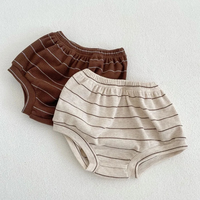 Childrens clothing 0-3 year old summer striped pure cotton boy T-shirt shorts set beach vacation girl short sleeved set 250219