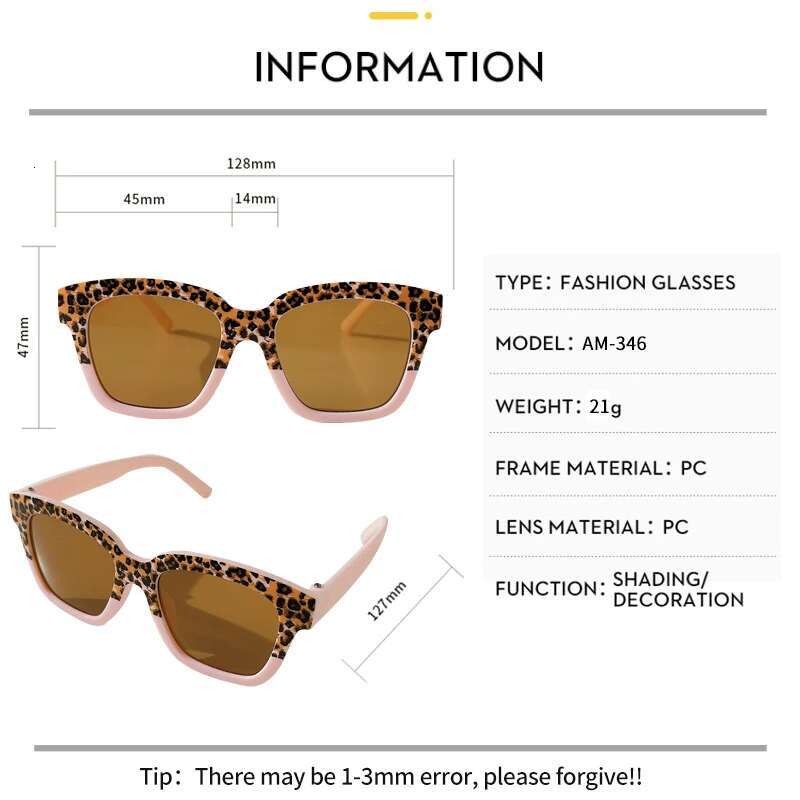 Ddmyshoesvip Children Fashion Vintage Leopard Double Color UV Girl Outdoor Sun Sunglasses Kid Eye Protection Glasses