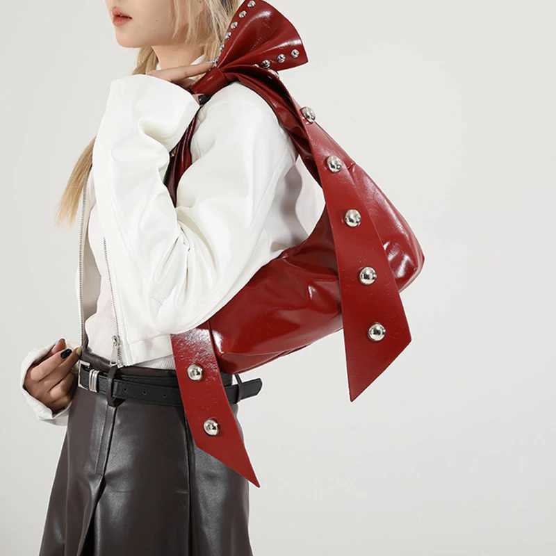 Bow Vietnamese Brand Shoulder Bag Fashion Personality High-end Shiny Leather Womens Underarm Luxury Korean Sweet Bag Y250218