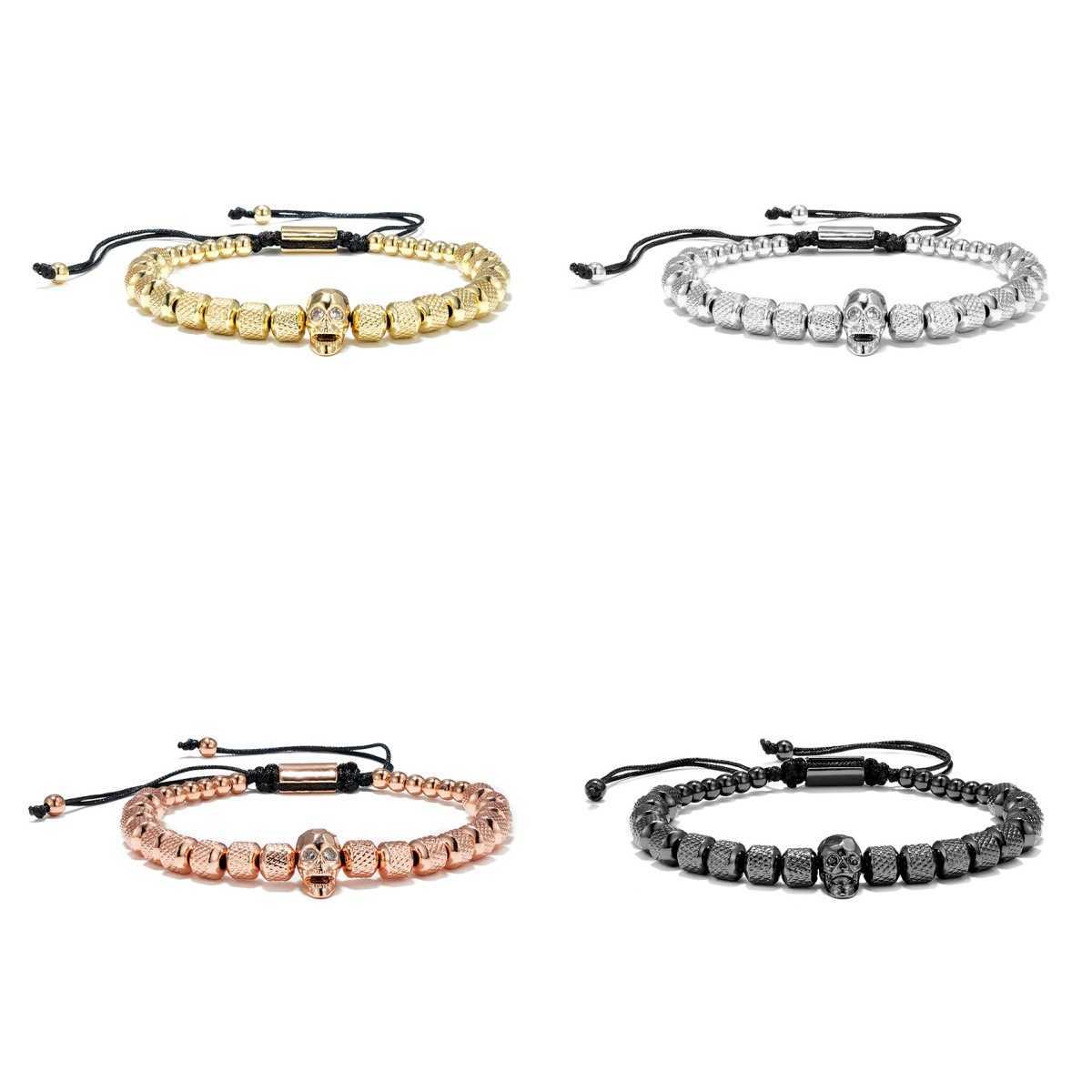 Charm Bracelets Versatile Stainless Steel Pineapple Bead Bracelet Zircon Skull Bead Bracelet Jewelry H25220