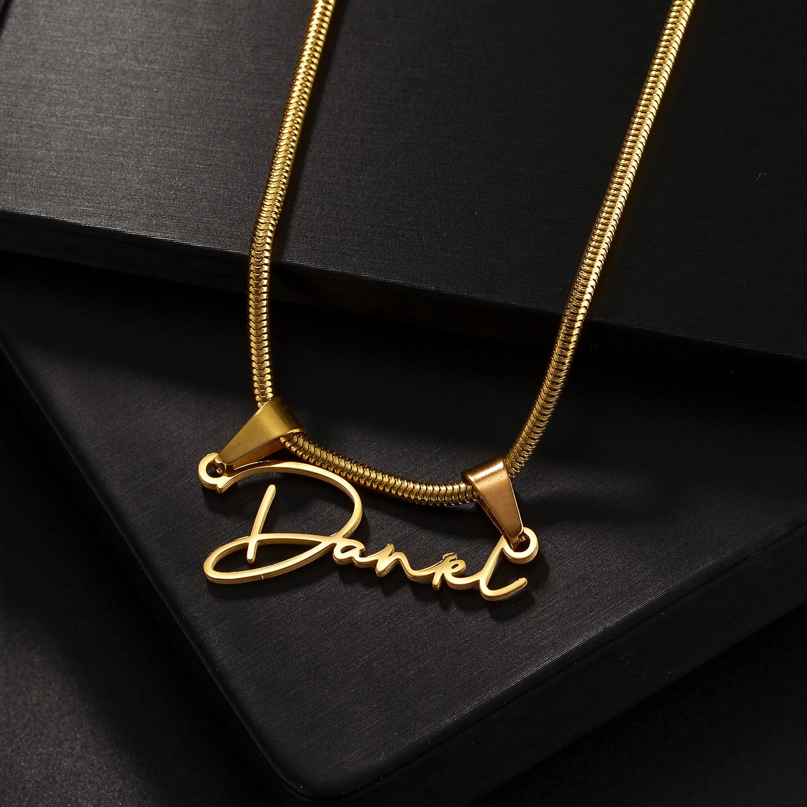 Custom Name Necklace Beaded Chain for Men Women Pendant Stianless Steel Personalized Lip Bead Snake Chrismas Jewelry Gift 250214