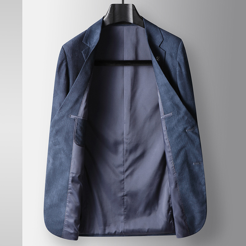D219Elegant Men's Lightweight Blue Single Suit - Perfect for Professional Spring/Autumn Wear