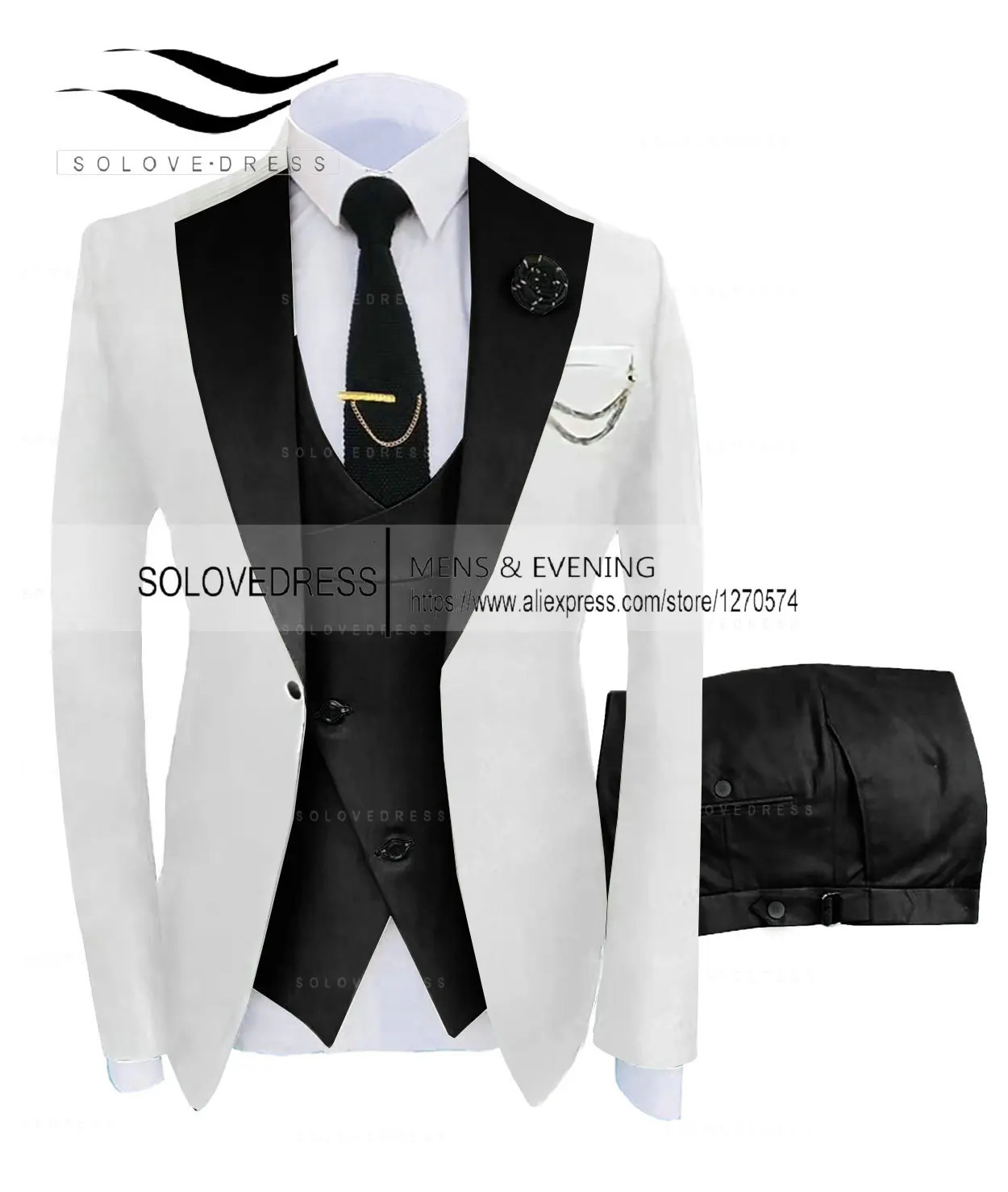 Mens clothing jacketvestpants casual business set high-end social formal set 3-piece set groom wedding mens clothing 250214