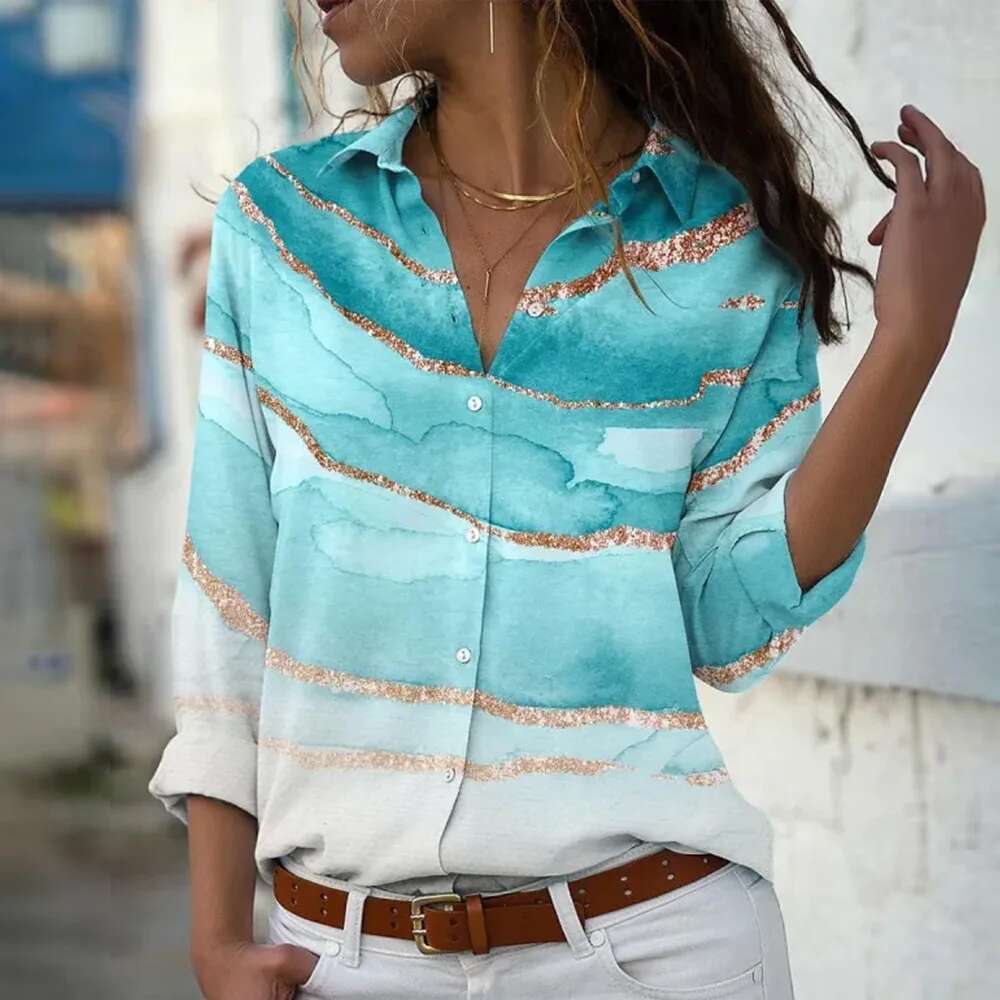 Fashion Long Sleeve Shirt Summer Breathable Single-Breasted Lapel Top 3D Ral Printed Button Shirts Women's Clothing Autumn