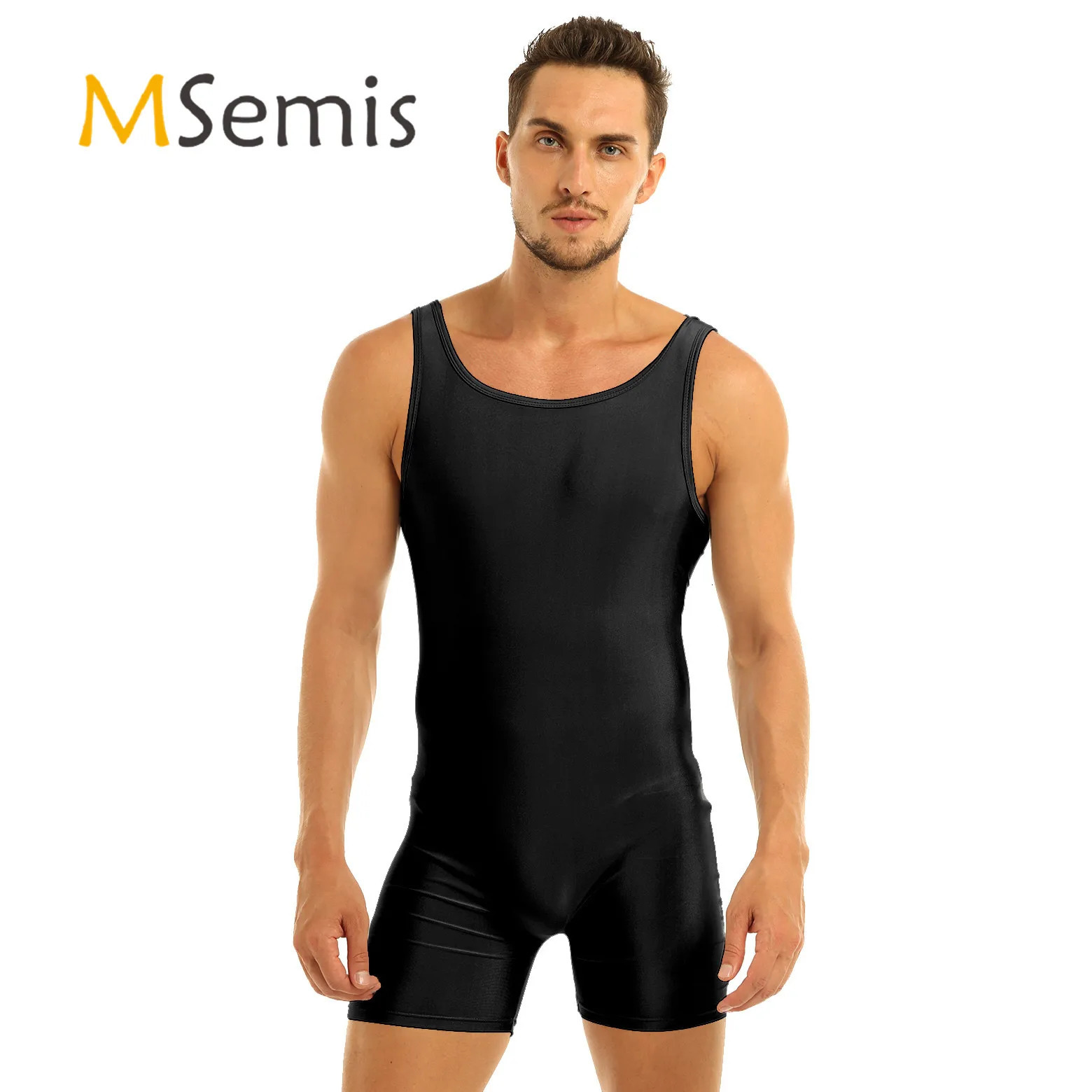 Mens Gymnastics Leotard Swimsuit Sports Body Swim Bodysuit Bodystocking Swimwear Swimming Bathing Suit Unitard Under Clothes 250220