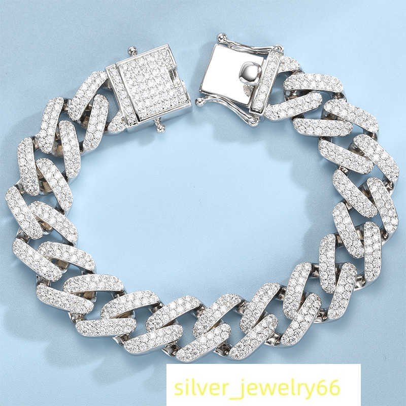 Hot Selling 14mm Cuban Link Bracelet Iced Out Miami Gold Plated Hip Hop Full Moissanite Prong Diamond Bracelet for Men Women