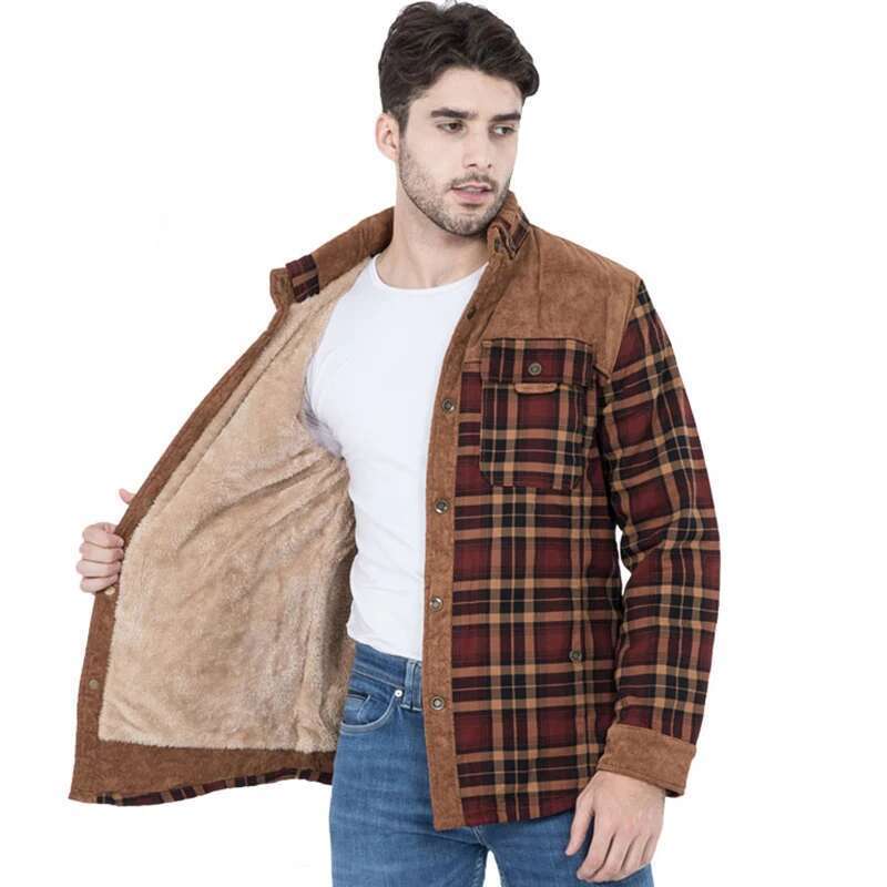 Men's Winter Jacket Polar Thick Warm Cotton Tiled Jacket Autumn Men's Casual Multi-Pockets Coat High Quality Lining Warm Jacket Man