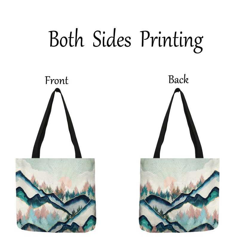 Oil Painting Mountain Forest Printing Causal Tote Bag Shopper Shopping Handbag Women Ladies Leisure Shoulder Bag Beach Outdoor Z250219