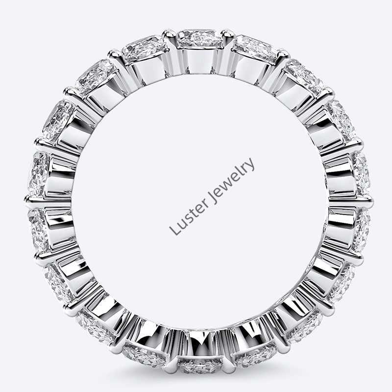 Luster Jewellery Bling D Color Wedding Ring Band Oval Moissanite Ring 925 Sterling Silver for Women Men