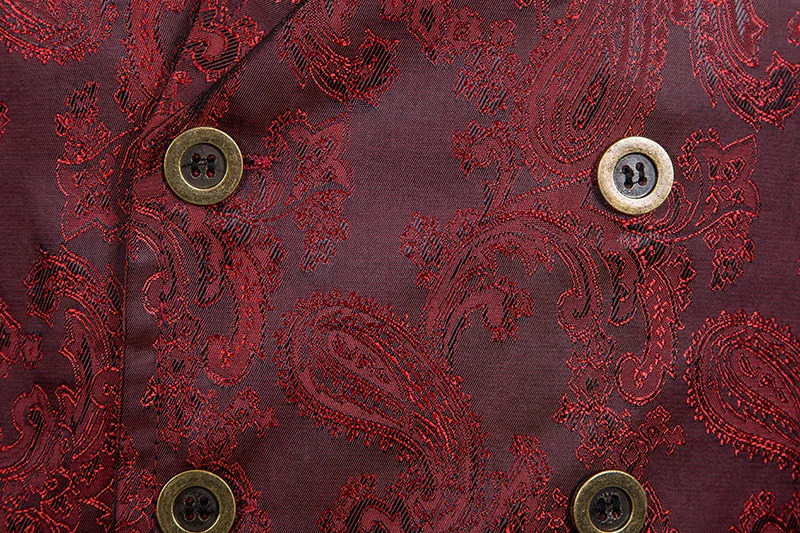 Mens Paisley Jacquard Steampunk Vest Double Breasted Brocade Waistcoat Men Wedding Prom Stage Tuxedo Vests Male Gilet Homme 2XL 250219