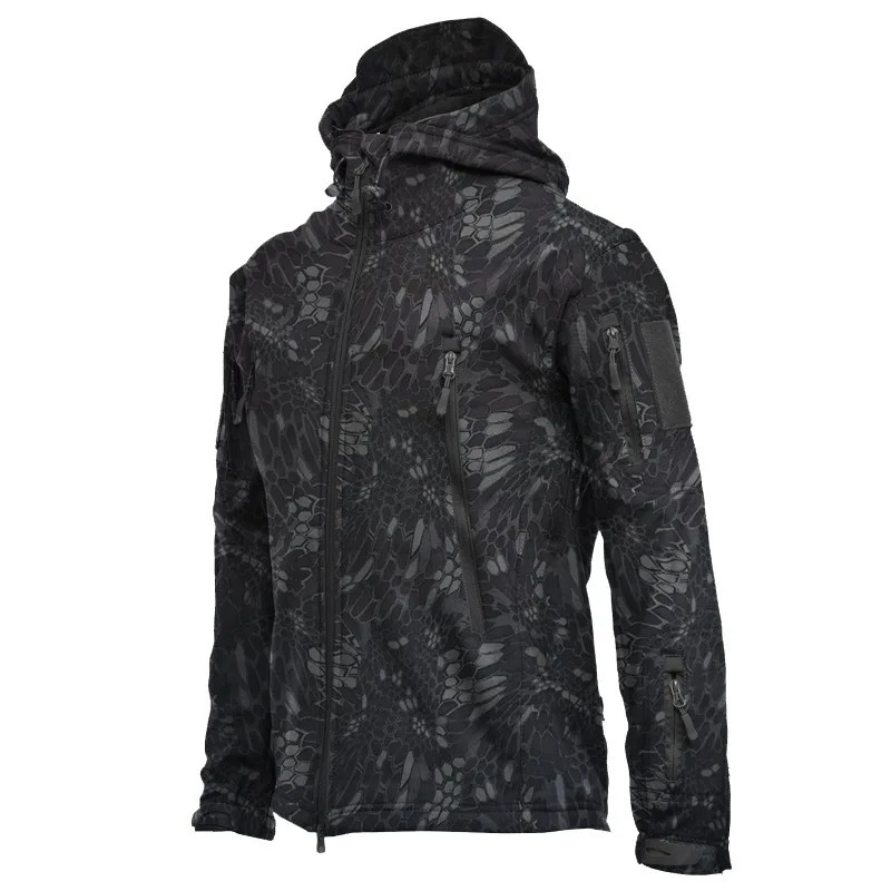 Multiple pockets Outdoor Sharkskin Softshell Rushing Jacket Suit Mens Fan Windproof Padded Mountaineering Jacket 250219