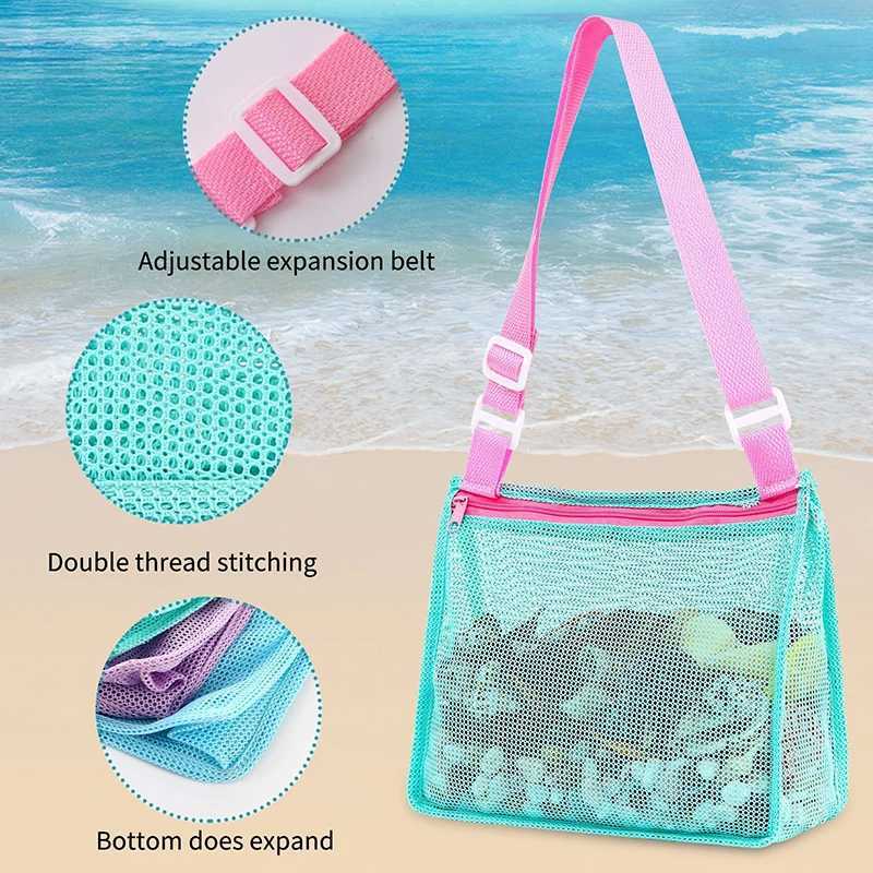 1Pc Beach Toy Mesh Bag Kids Shell Storage Bag Beach Toy Seashell Bag Mesh Pool Bag Sand Toys Swimming Accessories Z250219