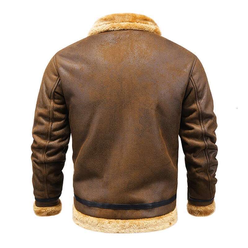 Men's thick and warm suede leather jacket, casual jacket for outdoor motorcycle, autumn-winter 2022