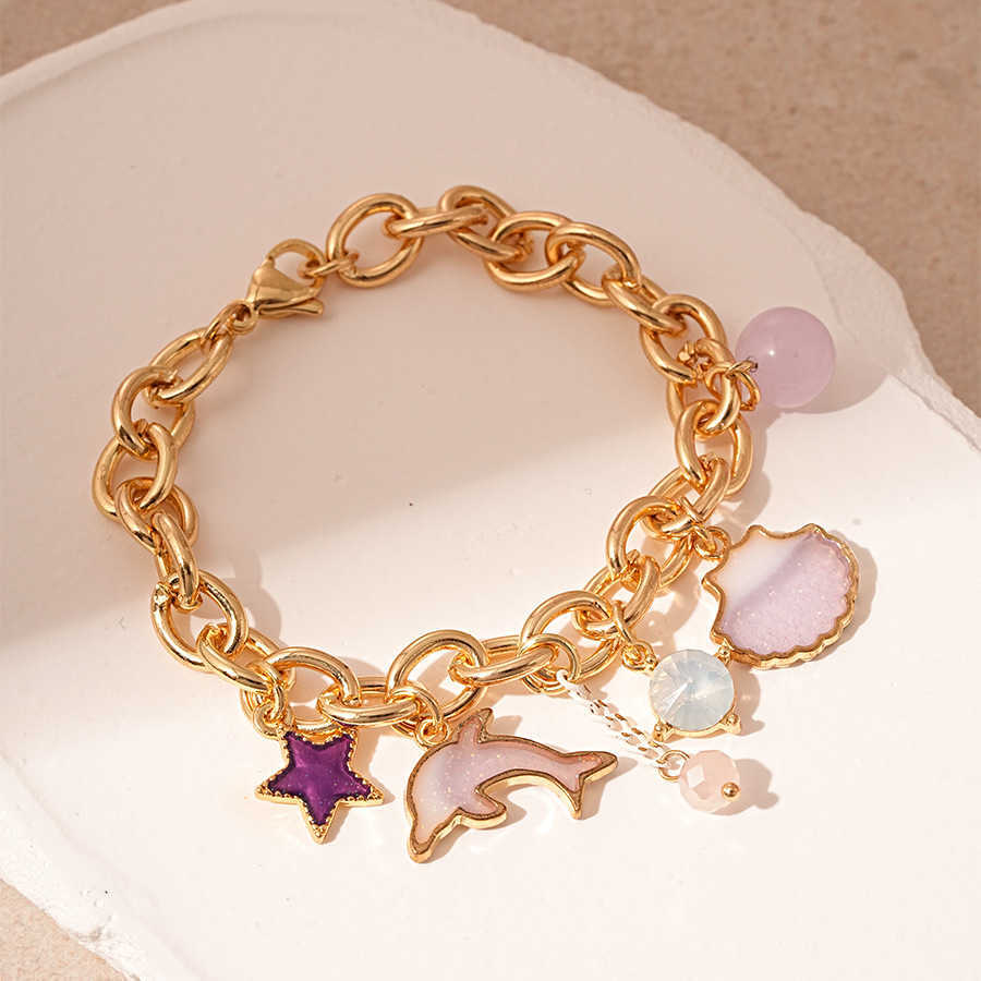 Charm Bracelets Ocean vacation oil droplets pearl tassel bracelet personalized fashion bracelet high-end feel bracelet H25220 2 FOFO