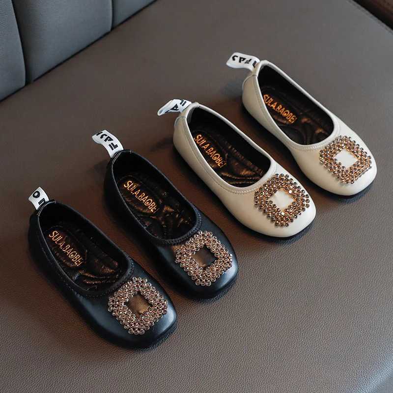 Childrens Leather Shoes Autumn New Girls Rhinestone Princess Shoes Shallow Mouth One Pedal Girls Single Shoes Kids Shoes X250220